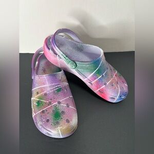 OOAK Custom Spray Painted Rainbow Clogs - Women’s 8/9 -Multicolor Artistic Clogs
